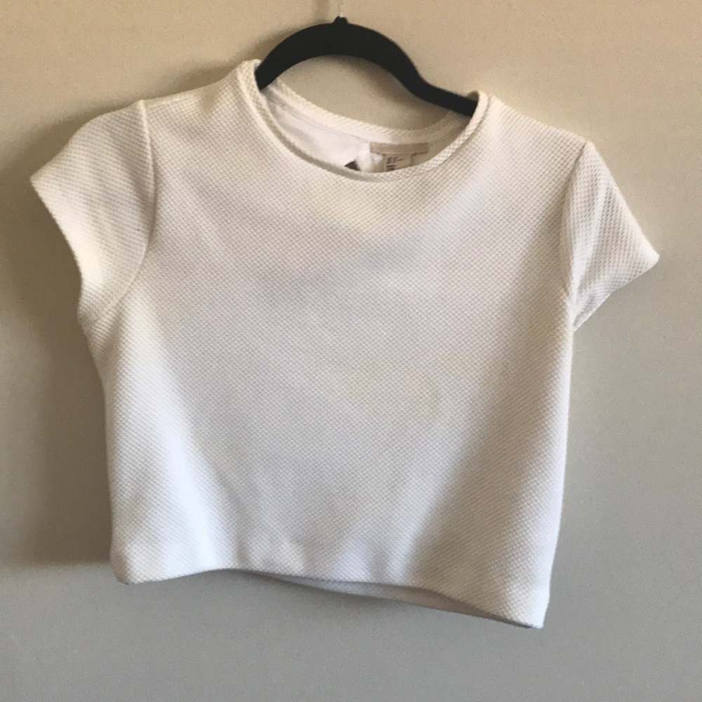 H&M white crop top with cutout back